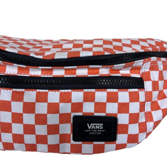 Vans Ward Crossbody Pack Bag Checkered Orange White Zippers Belt Fanny Pack New - Picture 6 of 12